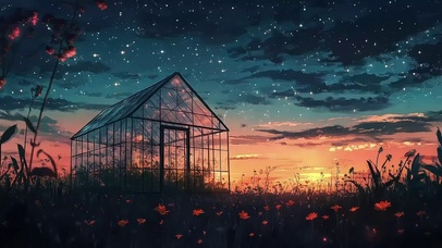 浪漫星空山坡玻璃房子