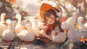 女孩和鸭子