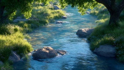 小河流水
