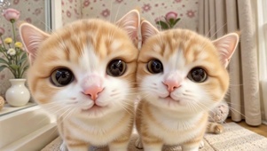 并排贴贴的小橘猫