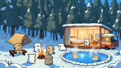 雪林里的线条小狗