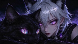 4K黑猫与银发少女