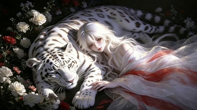 白虎和少女