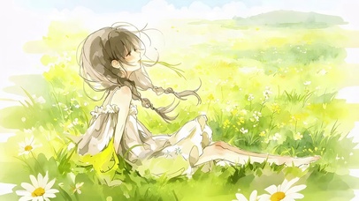 春天草地女孩