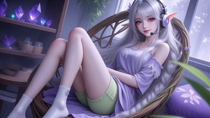 银发精灵美女高清4k