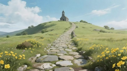 蓝天阳光鲜花草原