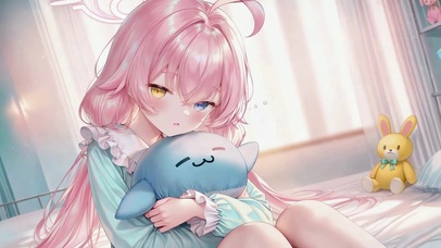 粉发软萌居家可爱少女