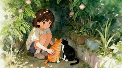 少女与猫的午后