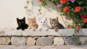 花墙下的猫咪