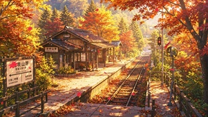 秋天乡村站台