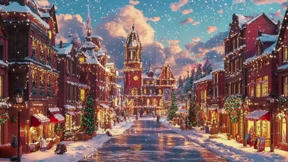 绚丽缤纷冬日圣诞小镇