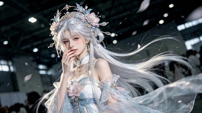 古风银发仙气汉服美少女