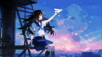 瞭望塔上的纸飞机少女