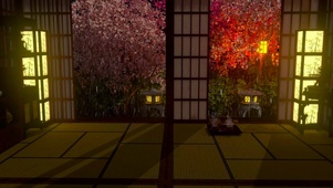 日式房间夜晚雨