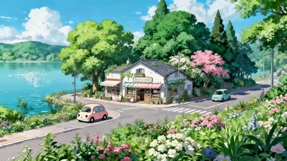 乡村湖景鲜花