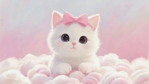 甜美可爱的白色小猫