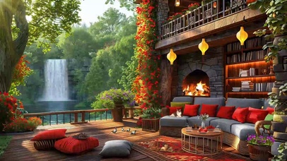 柔和的阳光洒在门廊上