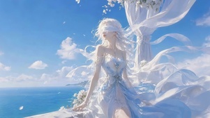 海边白衣少女