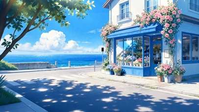 午后海边花店-场景动态