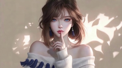 时尚毛衣光影美少女