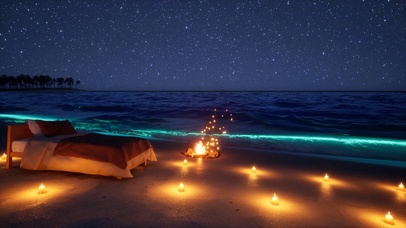 唯美夜晚星空海浪
