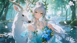 林间鹿与少女