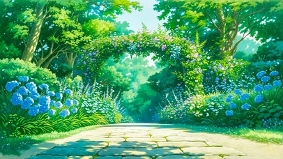 治愈春天花草小路