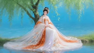 治愈古风长裙女孩