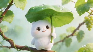荷叶下小白