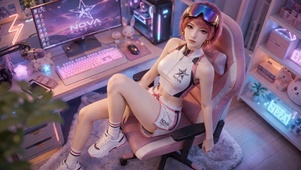 粉色电竞房甜酷美少女