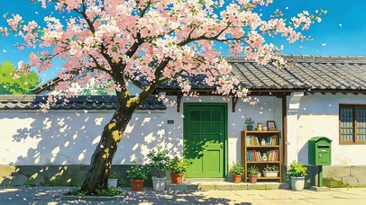 小院樱纷飞