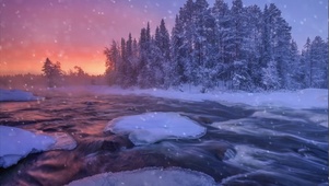 雪景河流梦中的故乡