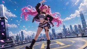 粉发空港少女