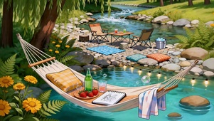 夏日溪畔的露营时光