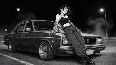 深夜公路｜冷感少女复古老车