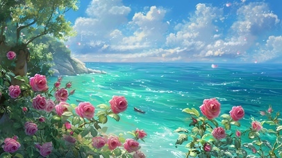 清新海边玫瑰