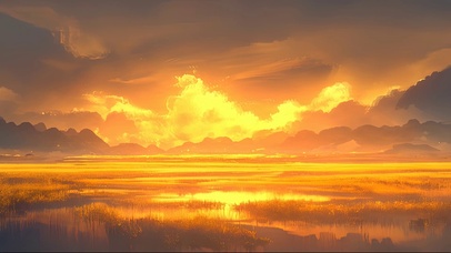 黄昏静谧高山草原