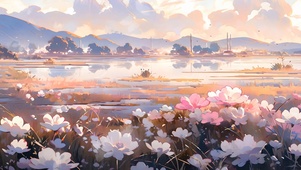4K 江畔花卉