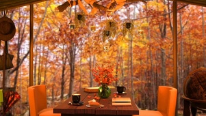 秋天森林小屋