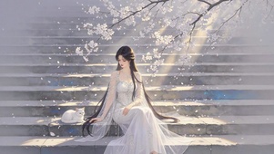 清新樱花树下美女壁纸