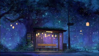 静谧星空树林无人车站