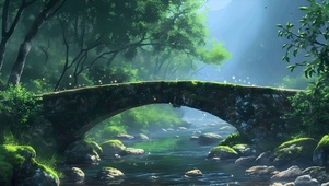 护眼树木绿景河流