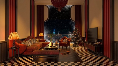 唯美雪夜都市房间