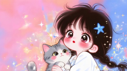 抱猫咪的软萌妹