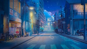 夜晚雨天街道