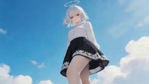 蓝天下可爱女孩