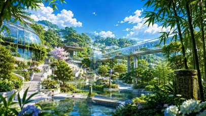 治愈清新山间园林水景