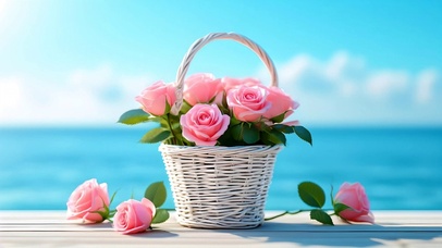 美丽治愈海边玫瑰