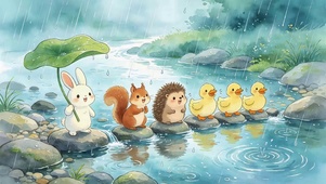 雨天可爱小动物