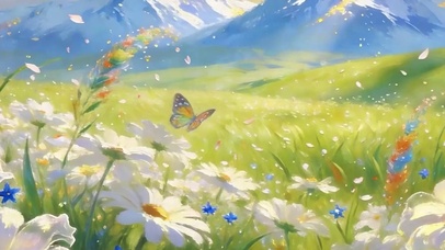 护眼花草树木带鱼屏